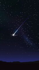Wall Mural - single shooting star soaring in the night sky,