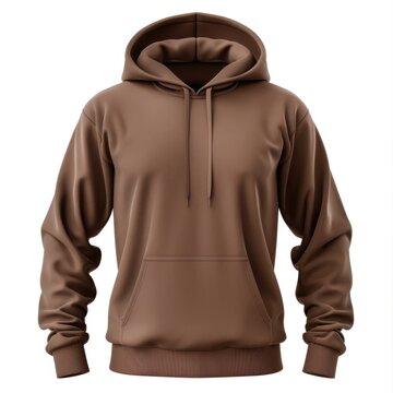 Coffee Brown sweatshirt template. sweatshirt long sleeve with clipping path, hoody for design mockup for print, white background