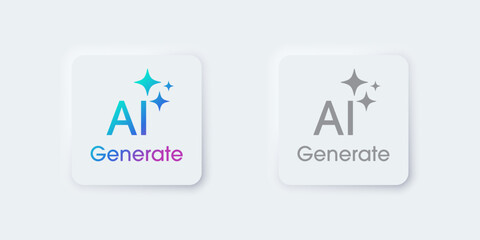 Generate AI button. Artificial intelligence and Machine learning technology concept. AI enters by command prompt to generate ideas. Chat with AI.  UI UX design, Vector illustration.