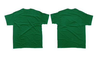 front and back mockup of kelly green heavyweight cotton crew neck short sleeve t-shirt for design te