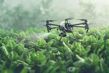 Wall Mural - Drone farming automation green monitoring efficient smart automated farming crops crop farming field drone isometric analysis agriculture