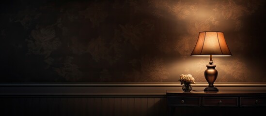 Aufkleber - Stylish table lamp in dark room. copy space available