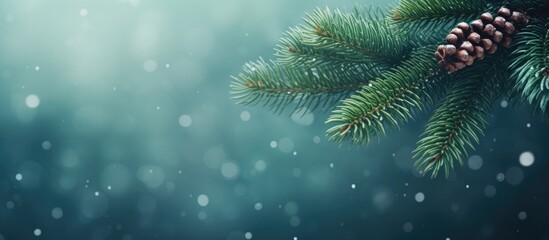 Aufkleber - Beautiful branch of a Christmas tree Ready background greeting card with copy space