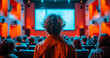 © Анна Терелюк - People in the cinema auditorium watch movie or show in the dark entertainment and cinema concept