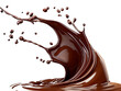 © HridoyDesigns - Dark brown Chocolate or cocoa liquid swirl splash with little foundation bubbles isolated on clear png background, liquid fluid element flowing in form of wave