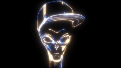 Sticker - neon animation of extraterrestrial humanoid