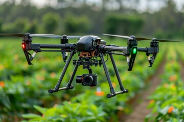 Wall Mural - Advanced isometric small land innovation with automated drone technology for farming expansion and efficient multifunctional agricultural techniques in vector farm management