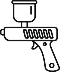 Sticker - Black and white line art of a handheld paint spray gun for automotive or artistic work