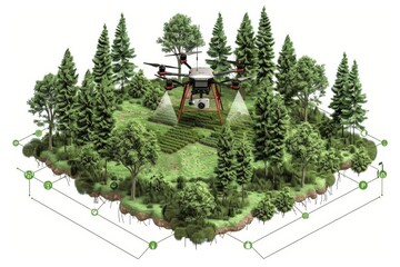 Poster - Efficient green precision farming with advanced smart drone technology for automated cultivation using agricultural sensoric vector solutions in monitoring harvest processes