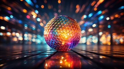 Wall Mural - Disco ball with colorful bokeh