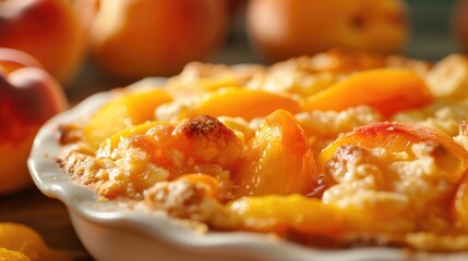 Wall Mural - Close-up of a delicious peach pie, perfect for food blogs or bakery promotions