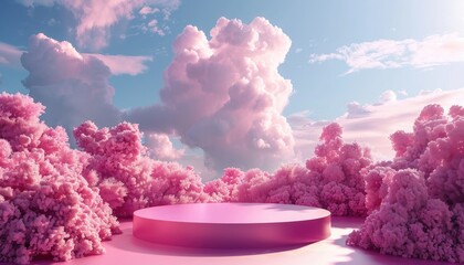Canvas Print - A pink cloud with a white circle in the middle by AI generated image