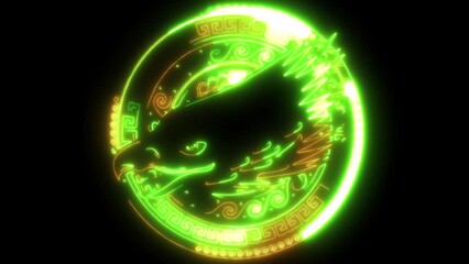 Sticker - neon animation of Head Eagle