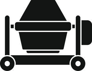 Poster - Simplified black silhouette of a portable concrete mixer for construction themes