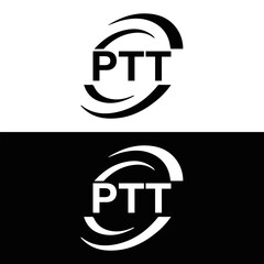 PTT logo. P T T design. White PTT letter. PTT, P T T letter logo design. P T T letter logo design in FIVE, FOUR, THREE, style. letter logo set in one artboard. P T T letter logo vector design.