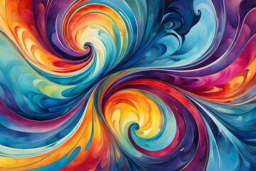 Watercolor swirl background blending seamless pattern central vortex