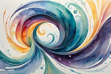 Watercolor swirl background blending seamless pattern central vortex