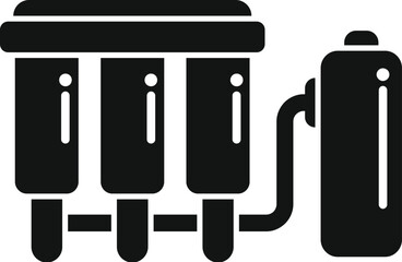 Sticker - Vector illustration of simplified piano and water heater icons, designed in black silhouette style