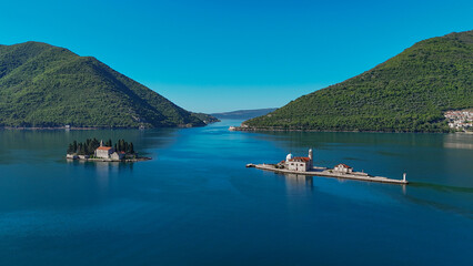 , reef, bay, kotor, perast, montenegro, amazing, mountain, landscape, beautiful, drone, view, touris