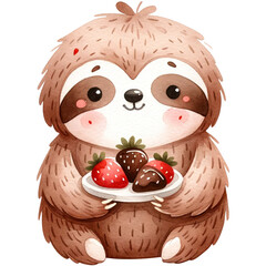 Wall Mural - Cute Sloth Chocolate Clipart,Chocolate Lover,World Chocolate Day Clipart,Dessert Clipart,Watercolor Sloth Clipart