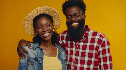 Canvas Print - Couple Embracing with Joyful Smiles