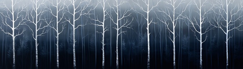 Wall Mural - A painting of a forest with trees in the foreground and background