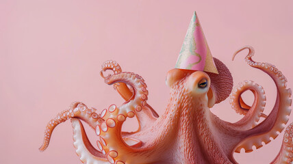 Wall Mural - Adorable Octopus Birthday Portrait