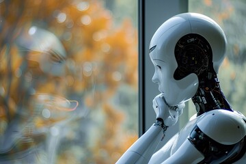 Poster - AI philosophers ponder existence robot, New AI technology of robot thinking