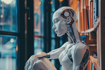 Poster - AI philosophers ponder existence robot, New AI technology of robot thinking
