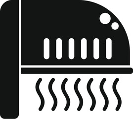 Sticker - Graphic icon of a black hair dryer with air waves, representing hair styling equipment