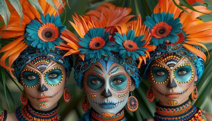 2 people in costume at day of the dead celebration, mexico city themed party in mexico city background. --chaos 50 --ar 7:4 --stylize 800 Job ID: 2d8f3833-9a5d-4485-b2d5-715b0d09a226