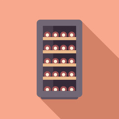 Sticker - Minimalist vector illustration of a flat design wine rack filled with bottles on a warm background