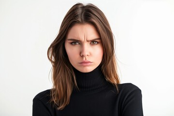 Wall Mural - angry young woman looking at the camera on white background