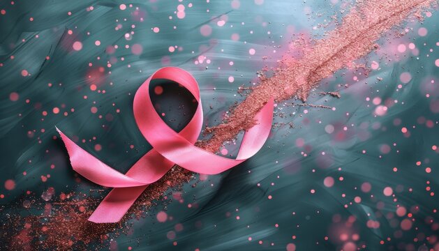 Breast cancer awareness month illustration with pink ribbon
