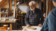 © Maria Shchipakina - Senior carpenters with years of expertise discuss a custom project over a blueprint in their well-equipped workshop, exchanging ideas and strategies in the age-old craft of woodworking.