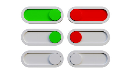 Wall Mural - icon on and fff toggle switch button. on and off switches. slider button. set for mobile application