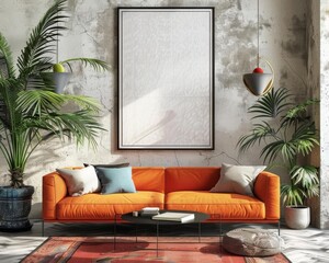 vibrant eclectic living room poster frame