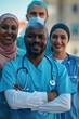 © Ева Поликарпова - A professional group of doctors standing in unity. Ideal for medical and healthcare concepts