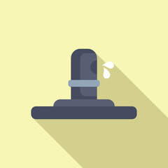 Sticker - Minimalist flat design icon depicting a side view of a water faucet with a single drop of water