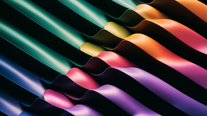 Wall Mural - 3D Colorful Ripples: Vibrant and Modern Abstraction for Decoration and Design.