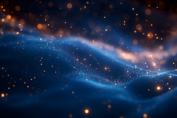 Canvas Print - Enchanting Blue Cosmic Space with Sparkling Stars and Dust Particles