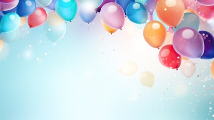 Celebration background with colorful balloons and confetti.