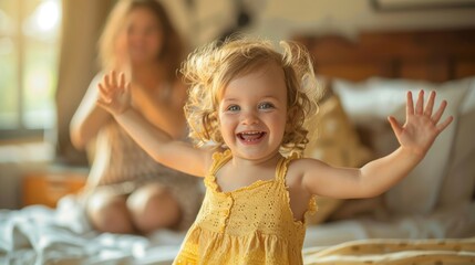 Poster - Toddler's Joyful Playtime with Mother