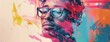 © Summit Art Creations - This is a photo of a man wearing glasses with a multicolored background. The man is looking to the right of the frame.