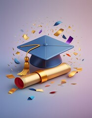 Poster - Happy Graduation Day Card - Marketing Post for Graduation - Students Finishing College Succesfully - Greetings Card for University Students Congratulations - University Hat and Festivity