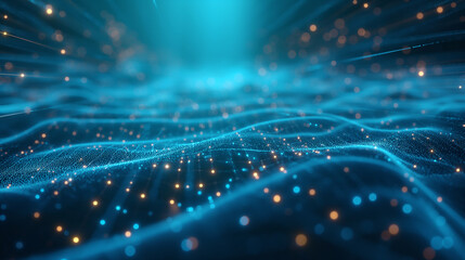 Wall Mural - A bright blue and orange light is shooting out of a tunnel