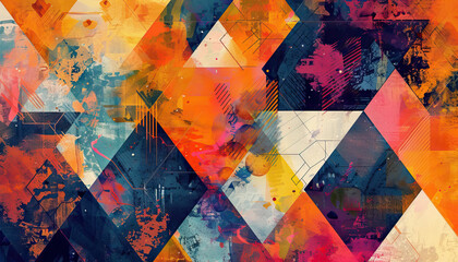 Abstract Digital Artwork with Geometric Patterns - Add a modern look with this abstract digital artwork featuring geometric patterns, perfect for creating a contemporary and stylish design