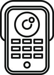 Sticker - Black and white line art of a vintage cell phone icon