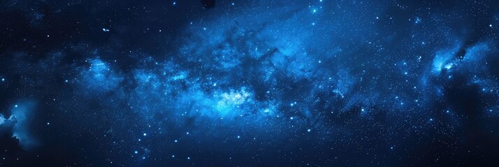 Wall Mural - Blue Background With Stars. Night Sky with Milky Way Galaxy and Starry Abstract Nebula