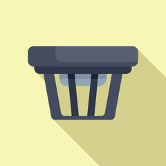 Poster - Flat design illustration of a grey shopping basket icon with a long shadow on a yellow backdrop